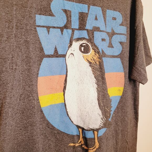 Star Wars Last Jedi Porg graphic grey short sleeved t-shirt Size Large - Picture 3 of 4